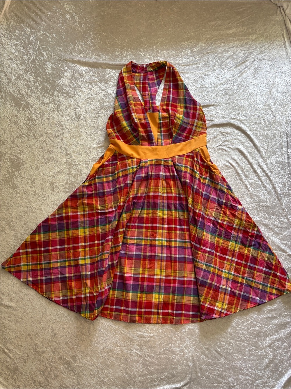Miss Candyfloss 2XL Plaid Halter Swing Dress Retro Rockabilly Pinup